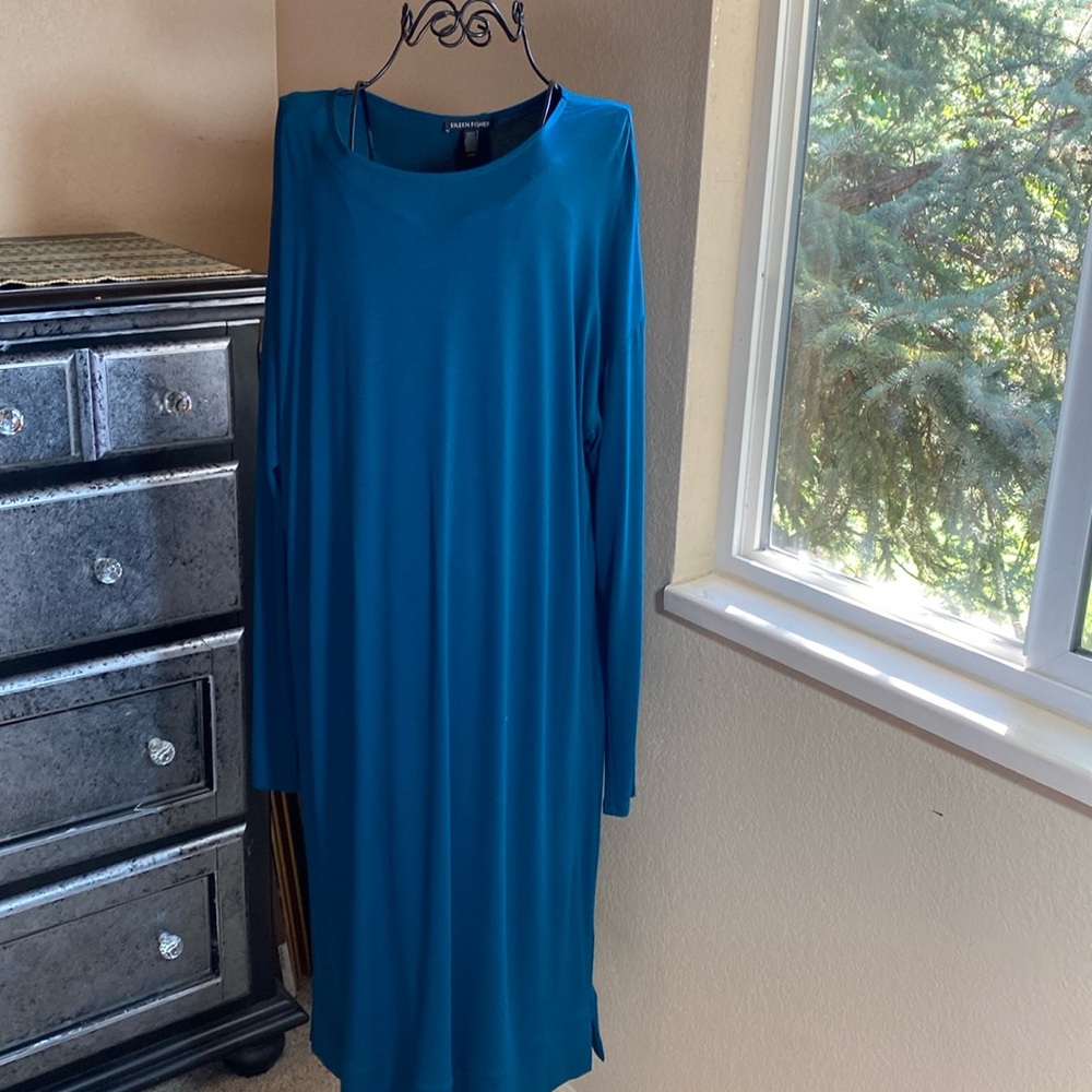 Eileen Fisher Teal Long Sleeve Dress
